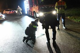 Bestelbus in brand onder viaduct A27