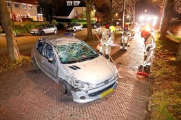 Auto knalt tegen boom en vliegt over de kop in Naarden