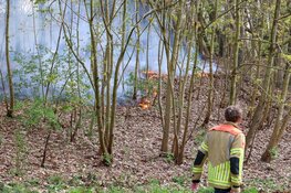 Brandweer blust brand in bos bij Hilversum