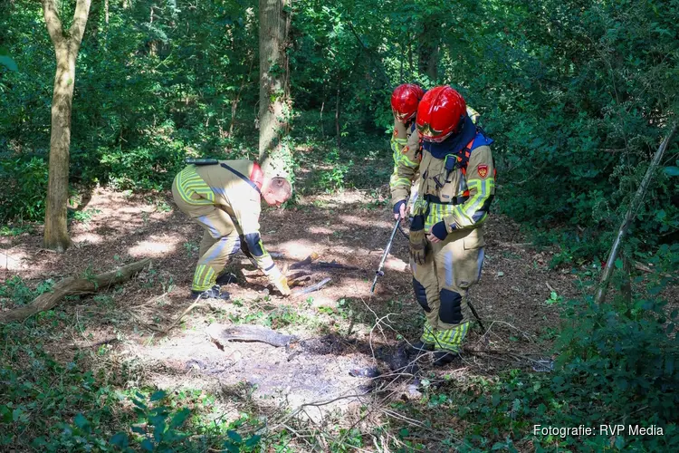 Kinderen stoken fikkie in het bos in Naarden