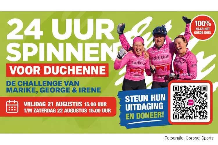 24 uur spinnen voor Duchenne bij Coronel Sports in Huizen