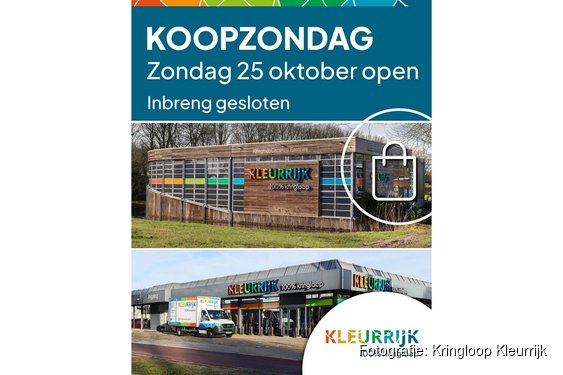 Extra kringloopplezier op zondag 25 oktober bij Kringloop Kleurrijk