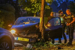 Auto botst tegen boom in Hilversum