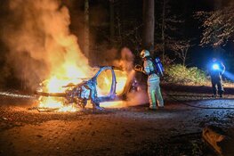 Auto volledig gestript en in brand gestoken