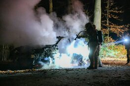 Auto volledig gestript en in brand gestoken