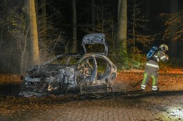 Auto volledig gestript en in brand gestoken